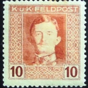 Selo postal da Áustria de 1917 Emperor Karl I 10