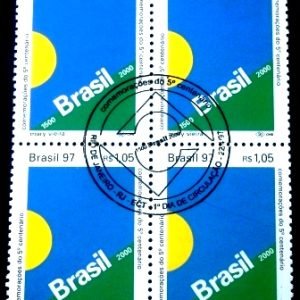 Quadra de selos postais do Brasil de 1997 5º Centenário