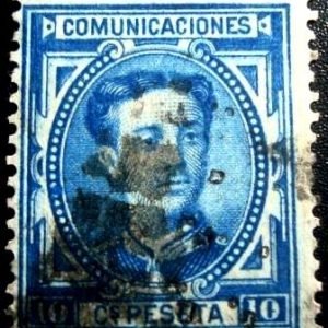 Selo postal da Espanha de 1878 King Alfonso XII 10
