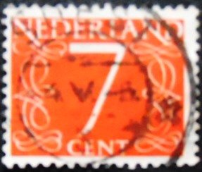 Selo postal da Holanda de 1953 Numeral 7