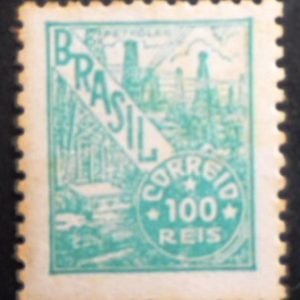 Selo postal do Brasil de 1942 Petróleo 100 N