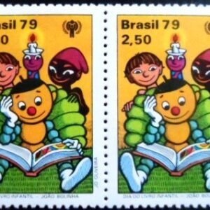 Par de selos postais do Brasil de 1979 João Bolinha