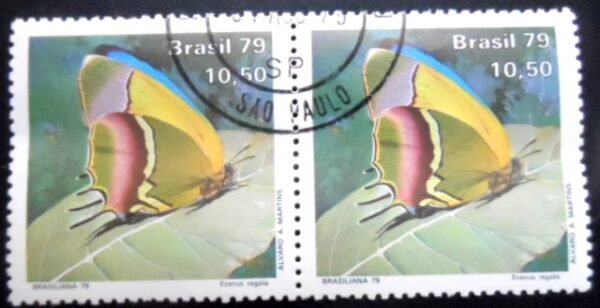 Par de selos postais do Brasil de 1979 Evenus Regalis MCC PR