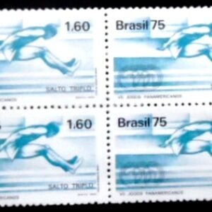 Quadra de selos postais do Brasil de 1975 Salto Triplo M QD