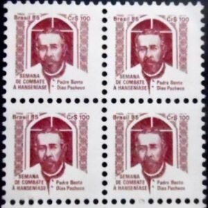 Quadra de selos postais do Brasil de 1985 Padre Bento M H 22 QD