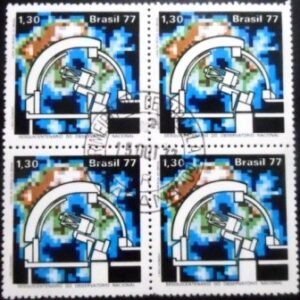 Quadra de selos postais do Brasil de 1977 Observatório Naciona MCC QD