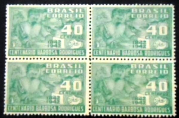 Quadra de selos postais do Brasil de 1943 José Barbosa Rodrigues M QD