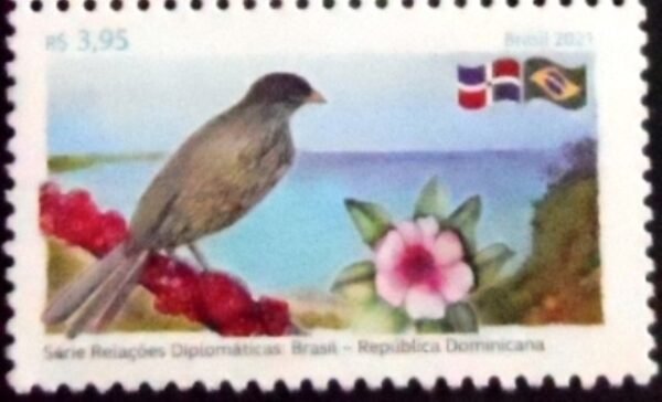 Selo postal do Brasil de 2021Relações Diplomáticas Brasil - República Dominicana M