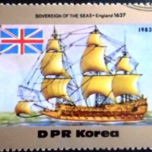 Selo postal Cinderela da Coréia do Norte de 1983 Sovereign of the Seas