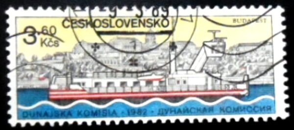 Selo postal da Tchecoslováquia de 1982 Ferry Budapest U
