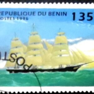 Selo postal do Benin de 1996 The Torrent American Three-master NCC