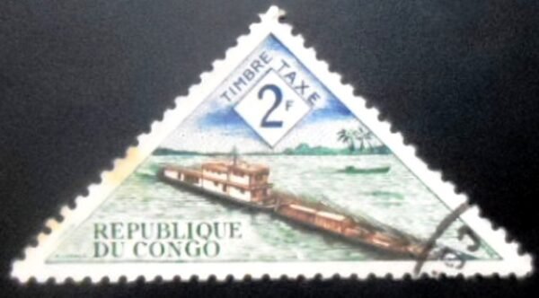 Selo postal do Congo de 1961 Pirogue NCC