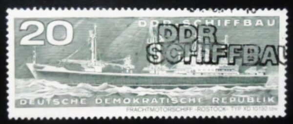 Selo postal da Alemanha Oriental de 1971 Cargo Motor Ship Rostock MCC