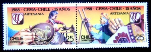 Se-tenant do Chile de 1988 Craftsmanship M