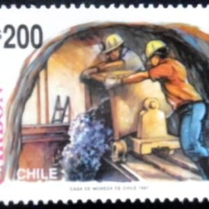 Selo postal do Chile de 1991 Mineiros del Carbon 2 M