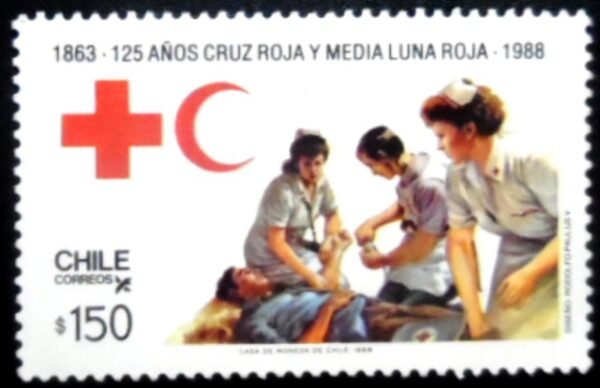 Selo postal do Chile de 1988 Red Cross and Red Crescent M