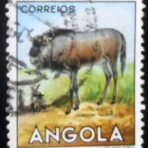 Selo postal de Angola de 1953 Blue Wildebeest U