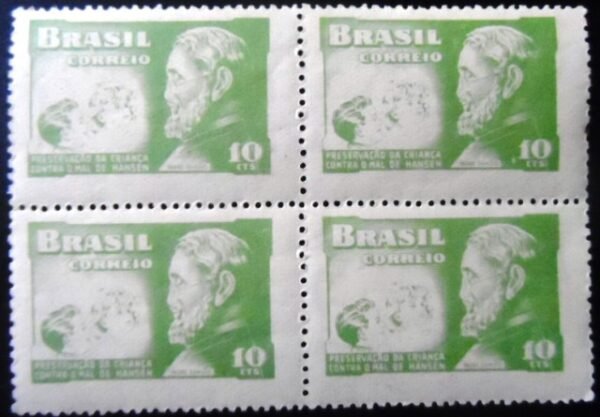 Quadra de selos postais do Brasil de 1953 Padre Damião H2 M QD