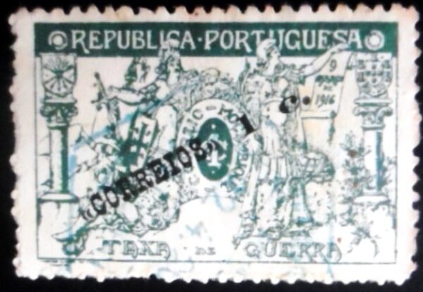 Selo postal de Moçambique de 1918 War Tax stamp overprint 1 U