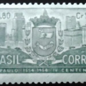 Selo postal do Brasil de 1954 Brasão de Armas SP Tintado M tintado