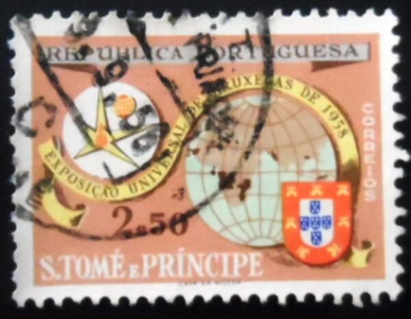 Selo postal de São Tomé e Príncipe de 1958 EXPO Brussel U