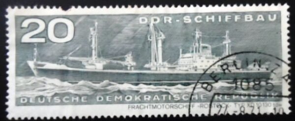 Selo postal da Alemanha Oriental de 1971 Cargo Motor Ship Rostock U