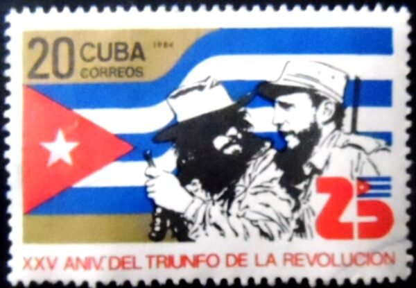 Selo postal de Cuba de 1984 Fidel Castro and Camilo Cienfuegos U