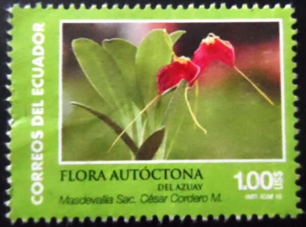 Selo postal do Equador de 2016 Masdevallia Sacerdote César Cordero Moscoso N