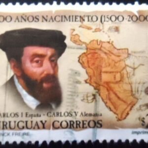 Selo postal do Uruguai de 2000 Charles I of Spain, Map U