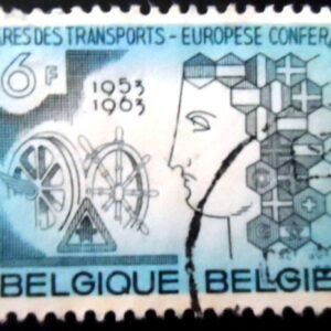 Selo postal da Bélgica de 1963 Allegory of European Means of Transport U