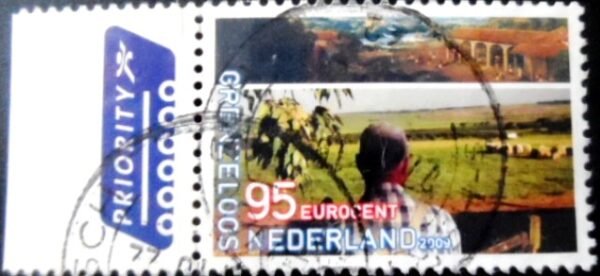 Selo postal da Holanda de 2009 Landscape with flock of sheep U