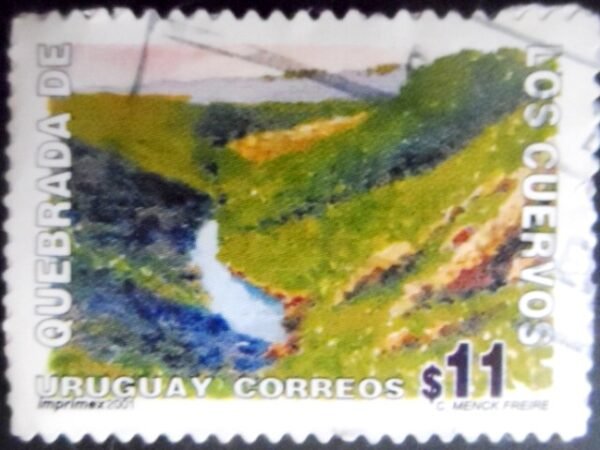 Selo postal do Uruguai de 2001 Quebrada de los Cuervos U