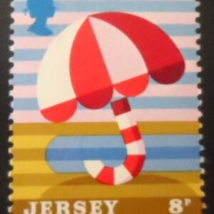 Selo postal de Jersey de 1975 Beach Umbrella M