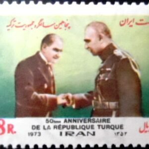 Selo postal do Iran de1973 Reza Shah Pahlavi and Mustafa Kamal Ataturk M