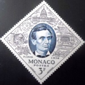 Selo postal de Monaco de 1956 Abraham Lincoln M