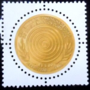 Selo postal do Brasil de 2020 MEDALHA DE OURO M