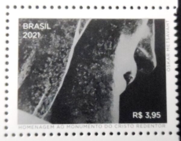 Selo postal do Brasil de 2021 Cristo Redentor Rosto M