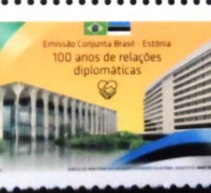 Selo postal do Brasil de 2021 Relações Diplomáticas Brasil - Estônia M