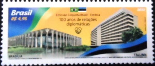 Selo postal do Brasil de 2021 Relações Diplomáticas Brasil - Estônia M