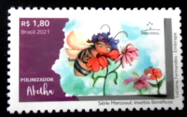 Selo postal do Brasil de 2021 Abelha M