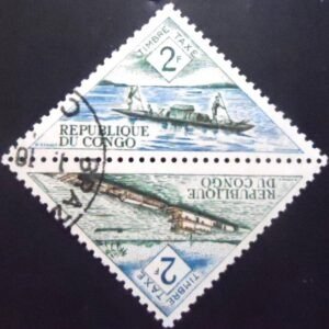 Se-tenant da Rep Congo de 1961 Pirogue; River steamer of 1932 P MCC set