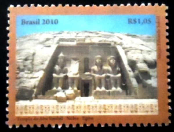 Selo postal do Brasil de 2010 Templo de Abu Simbel M