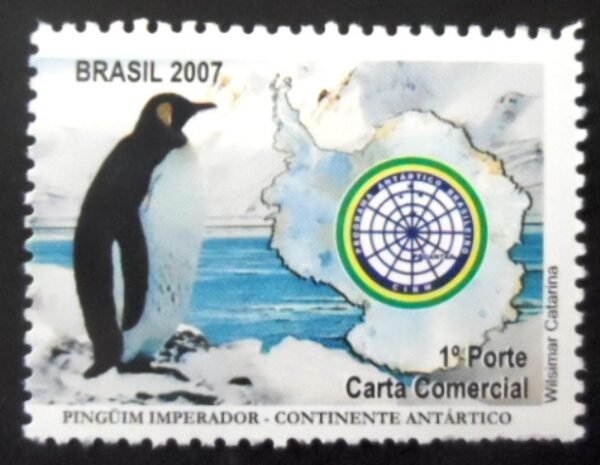 Selo postal do Brasil de 2007 Pinguim Imperador N