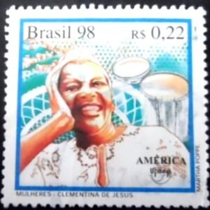 Selo postal do Brasil de 1998 Clementina de Jesus U