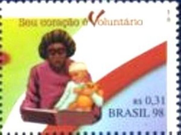 Selo postal do Brasil de 1998 - Mulher e Criança M