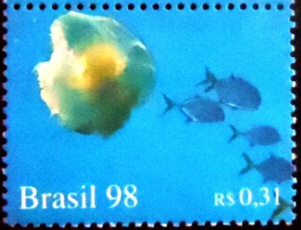 Selo postal do Brasil de 1998 Submarine Fish M