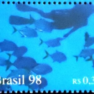 Selo postal do Brasil de 1998 Homem e Peixe