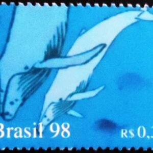 Selo postal do Brasil de 1998 Baleia Jubarte M