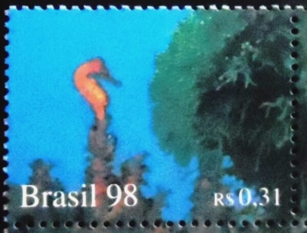 Selo postal do Brasil de 1998 Cavalo Marinho M