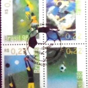 Quadra de selos postais do Brasil de 1998 Futebol e Arte I